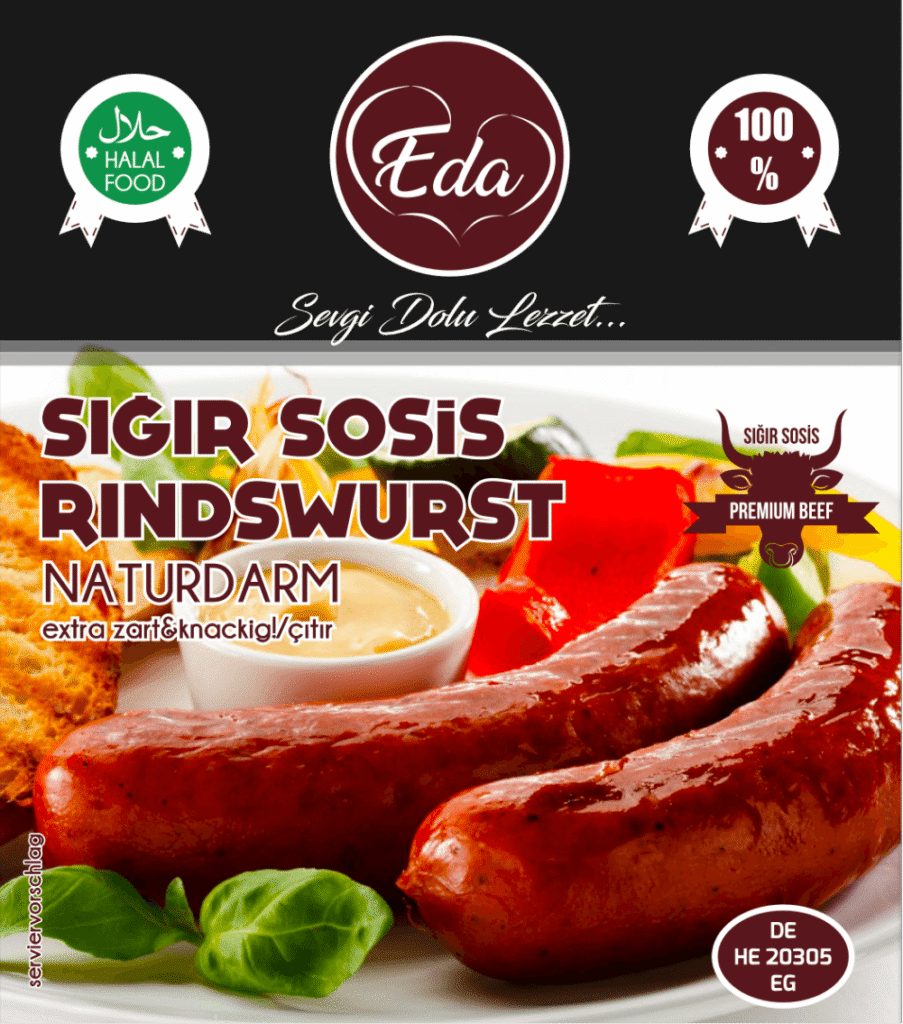 Halal-Rindfleischwürstchen im Naturdarm – milde (nicht scharfe) Grillwürstchen