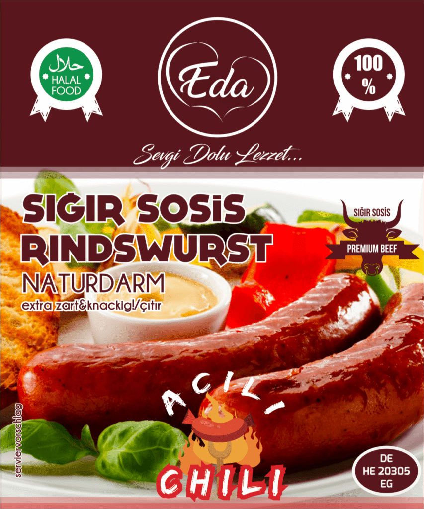 Halal-Rindfleischwürstchen in Naturdarm – Würzige BBQ-Würstchen